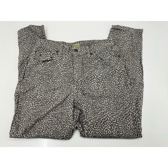Liz Claiborne Liz Wear Womens Jeans Size 14 Petite Animal Print Brown Denim - Picture 1 of 10